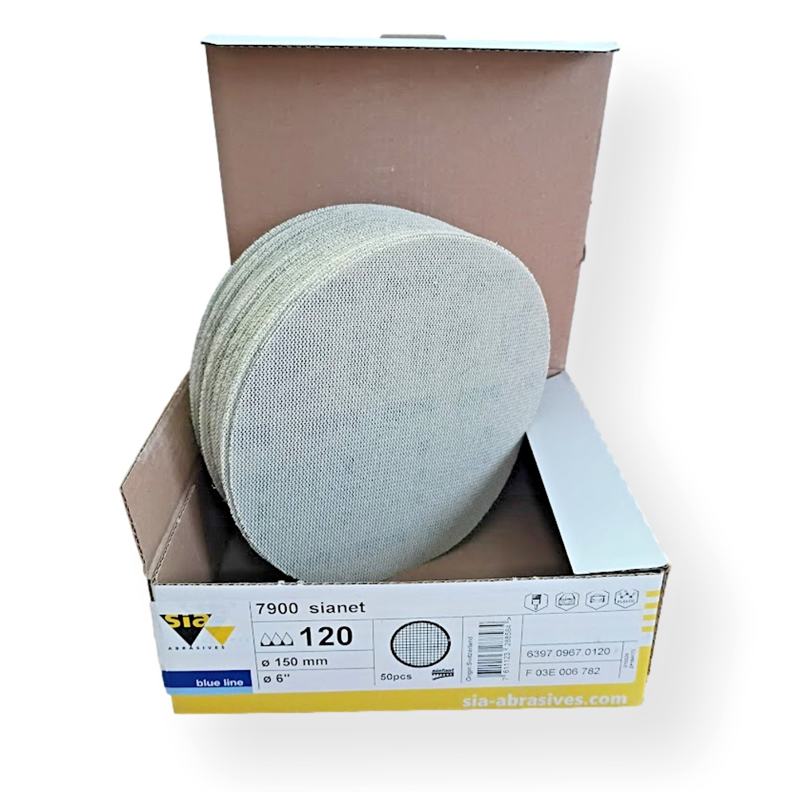 SIA Net Backed Abrasives 7900 Sianet 120 Grit 150mm (6″) Sanding Disc 50 Pk Mesh