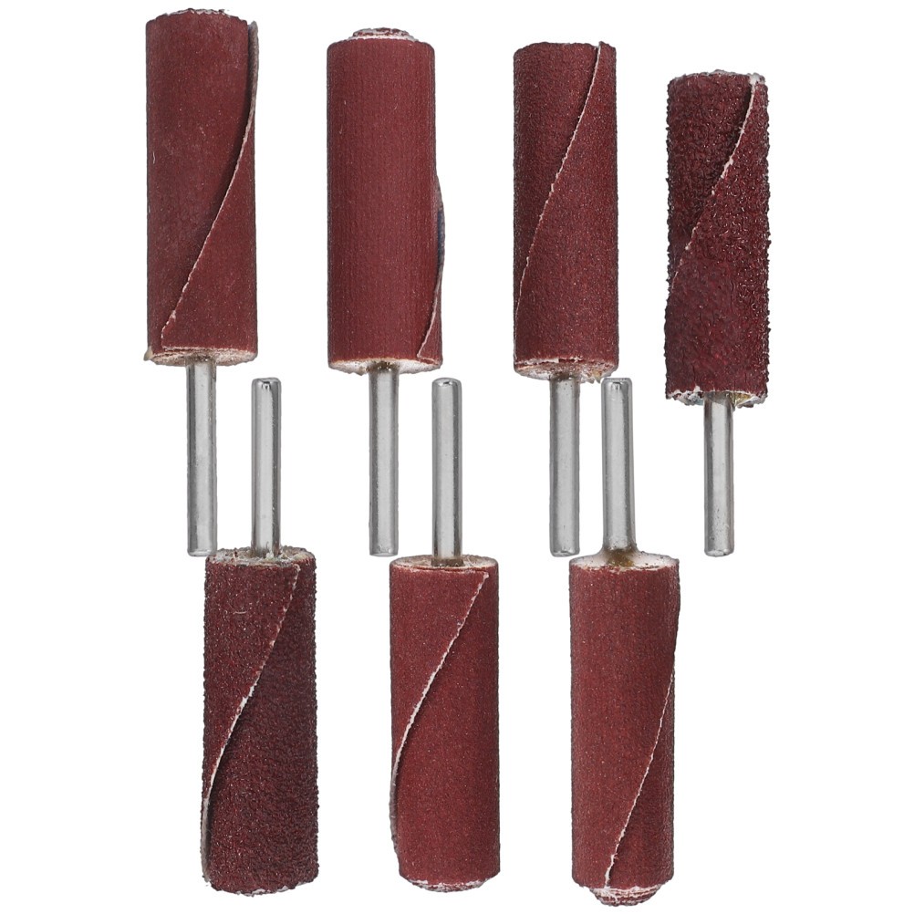 7Pcs Reusable Drum Sander Kit Dark Red for Polishing Metal Wood Plastic