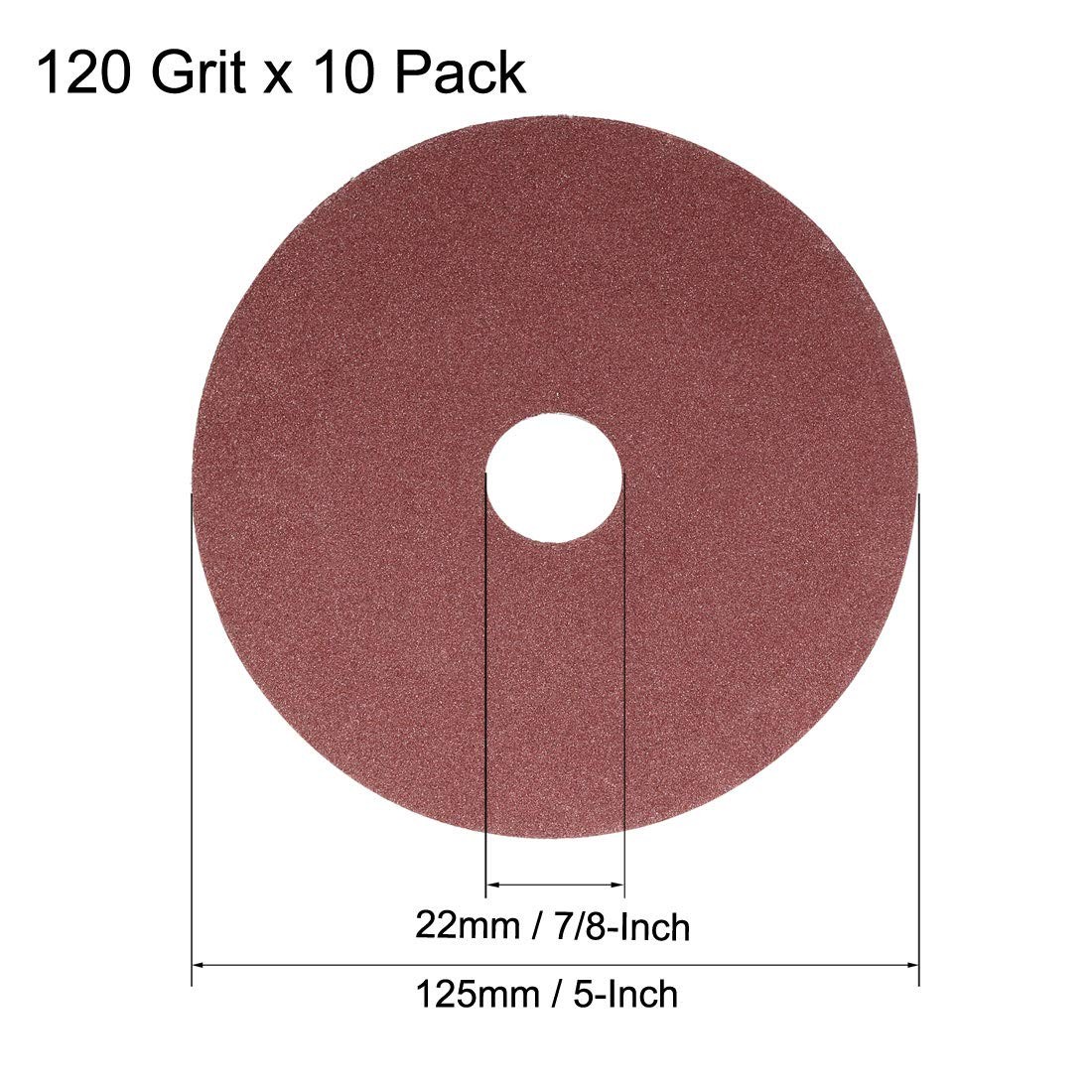 uxcell 5-Inch x 7/8-Inch Aluminum Oxide Resin Fiber Discs, Center 120 Grit