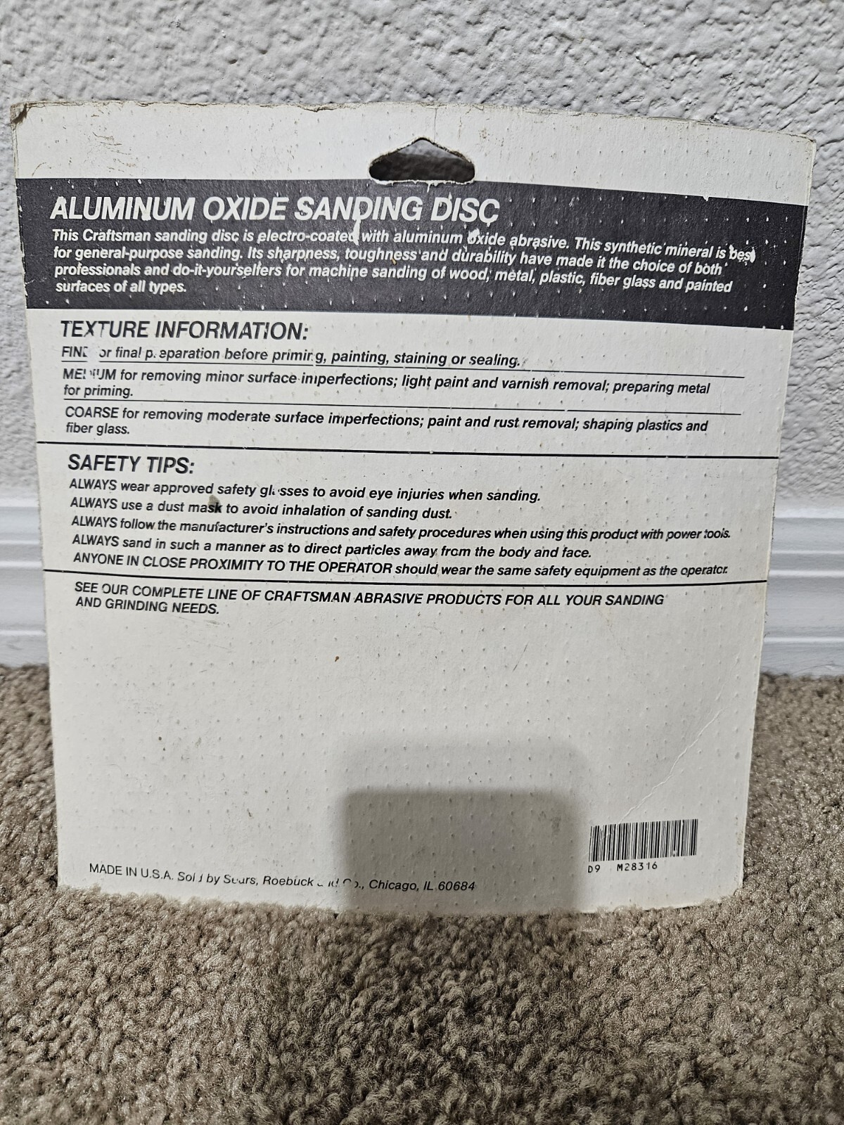 SEARS CRAFTSMAN ALUMINUM OXIDE SANDING DISCS SET OF 6, 8″ DIAMETER