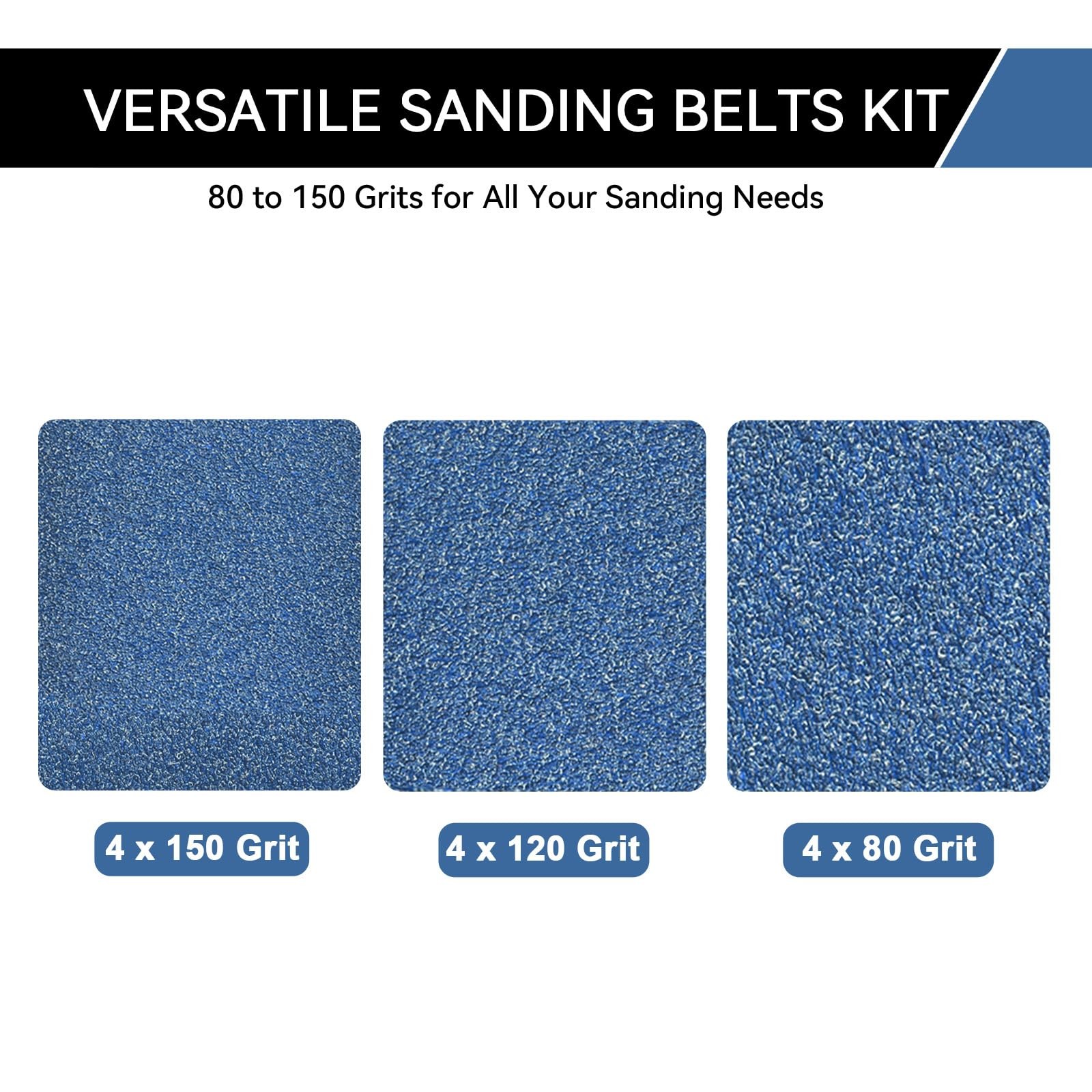 1×42 Inch Sanding Belts 3 Grits Sizes 80/120/150 Heavy Duty Zirconia 12 PCS