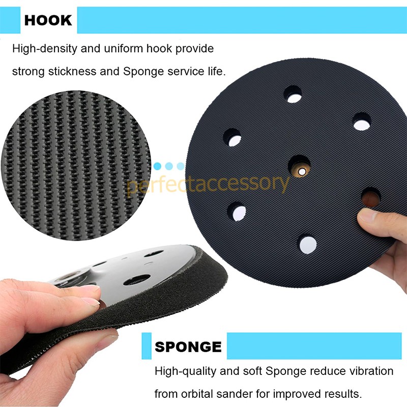 9-Inch 6 Hole Hook & Loop Sanding Pad Backing Plate for Drywall Orbital Sander