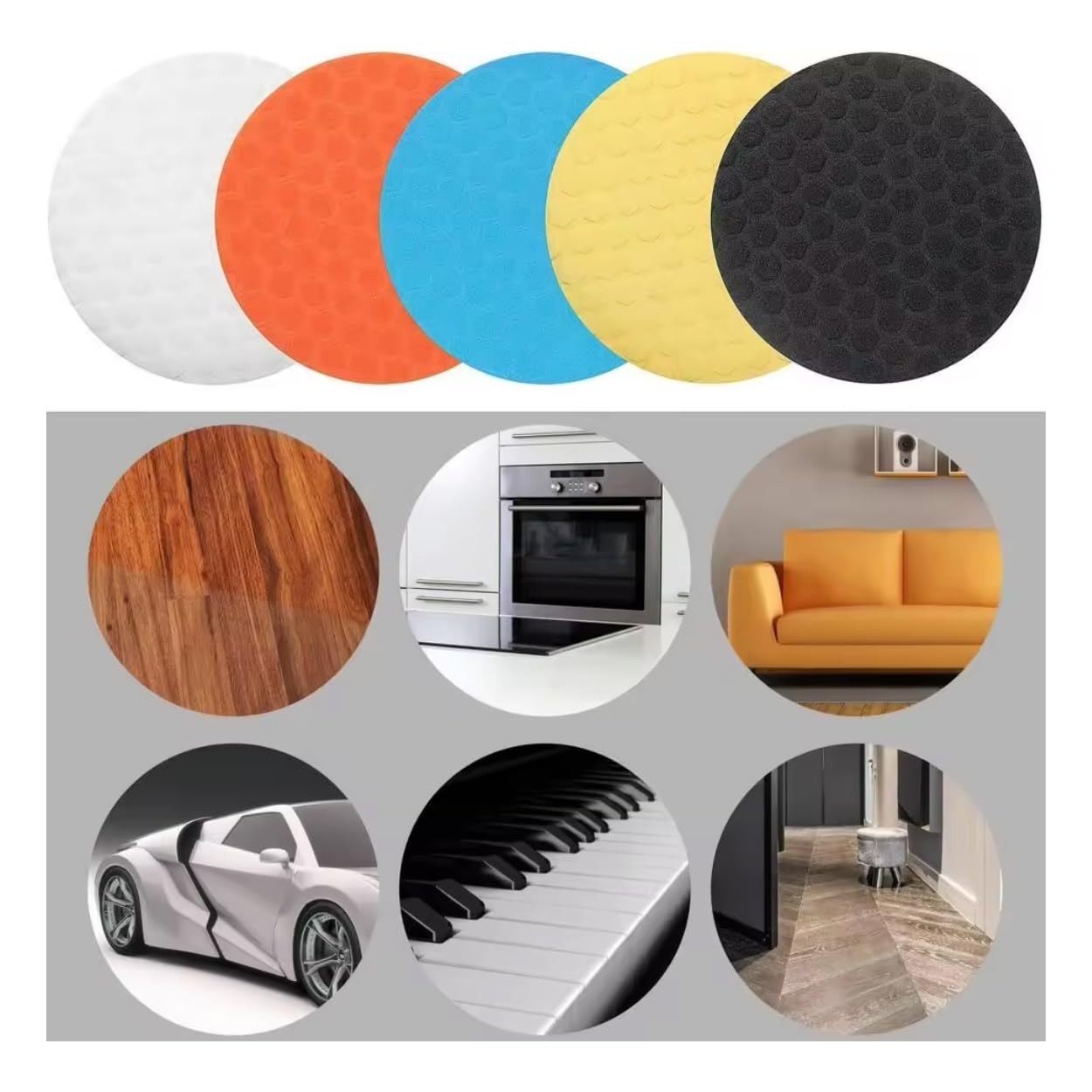 6-Inch Car Polishing Pads, 5-Piece Foam Set – Hook-and-Loop Backing, Heavy…