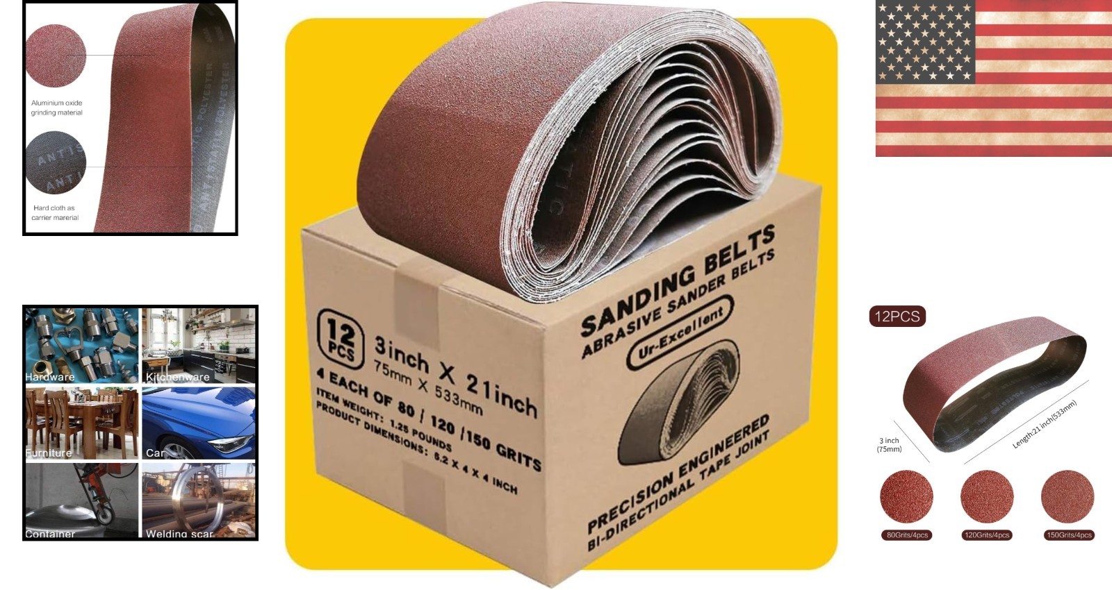 3×21 Inch Sanding Belt Pack – 12 Pcs of Aluminum Oxide for Pro Sanding