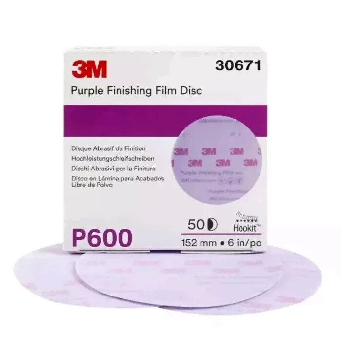 3M 30671 Purple 6″ 600 Grit Hookit 50 Disc Per Box