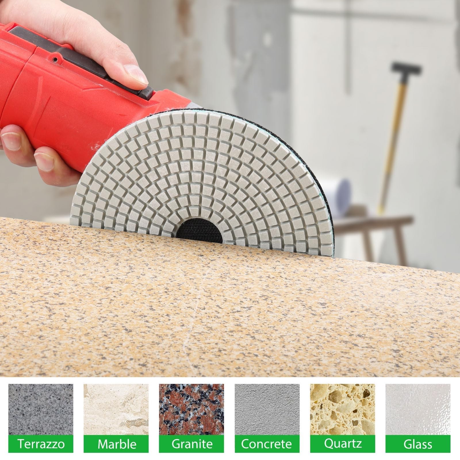 8PCS Diamond Polishing Pads 6 Inch, Wet/Dry Concrete 6 Inch 50-3000 Grit