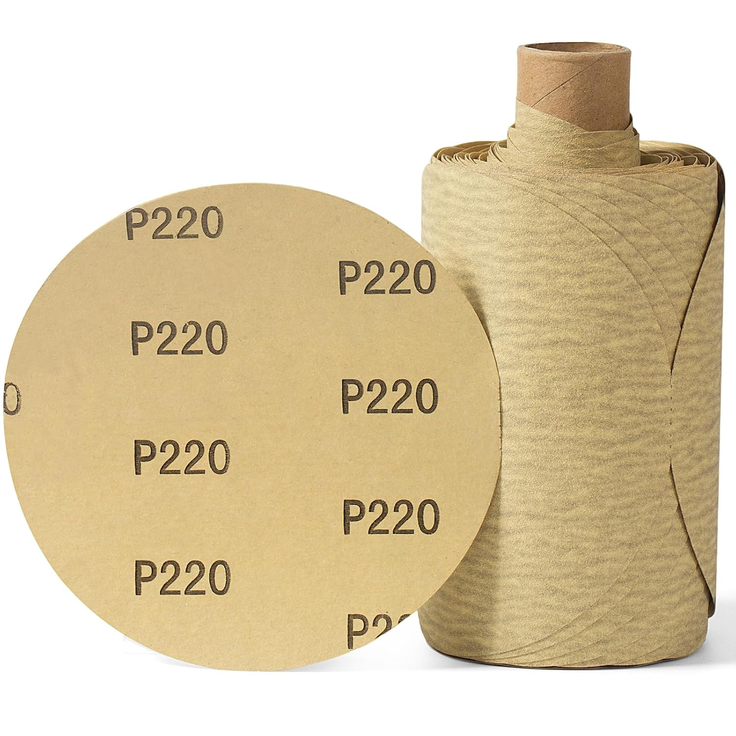 5 Inch 100 PCS Gold Sanding Discs 220 Grit Self Adhesive Sticky-Back Sandpaper