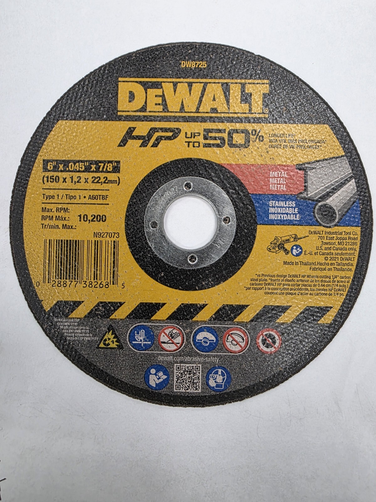 DEWALT DW8725 Metalthin Cutoff Wheel 25 Pk