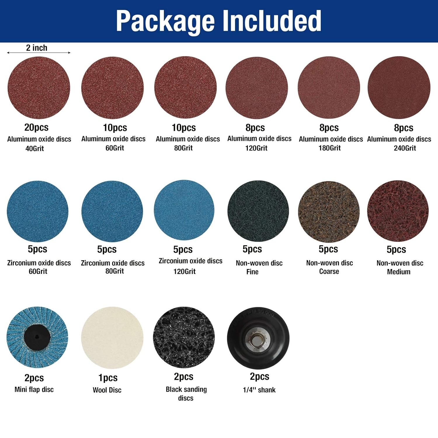 Durable Sanding Discs with 1/4 Inch Holder, Ideal for Rust and Paint Removal