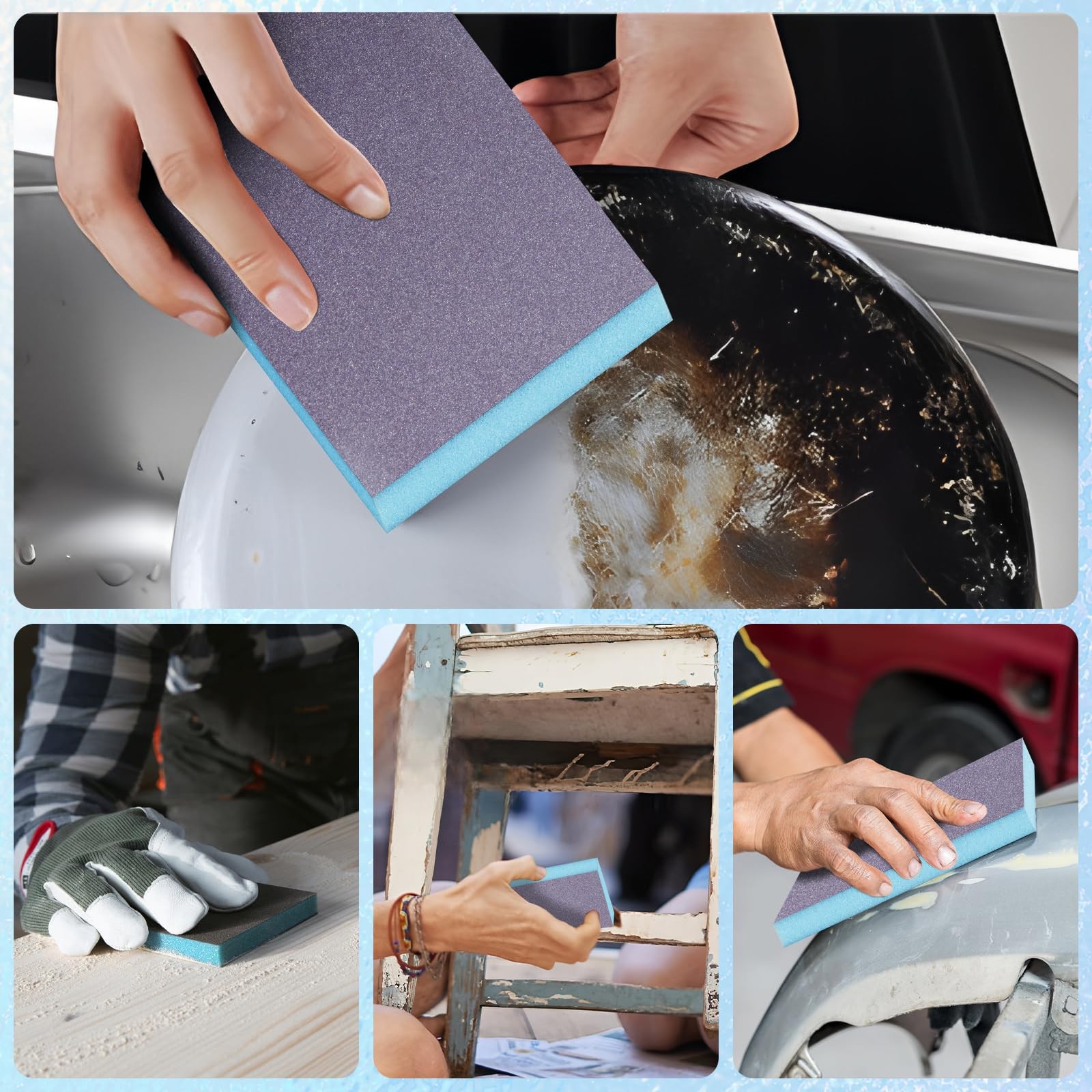 12 Pack Sanding Sponges Wet Dry Assorted Grit 60400 For Wood Metal Furniture