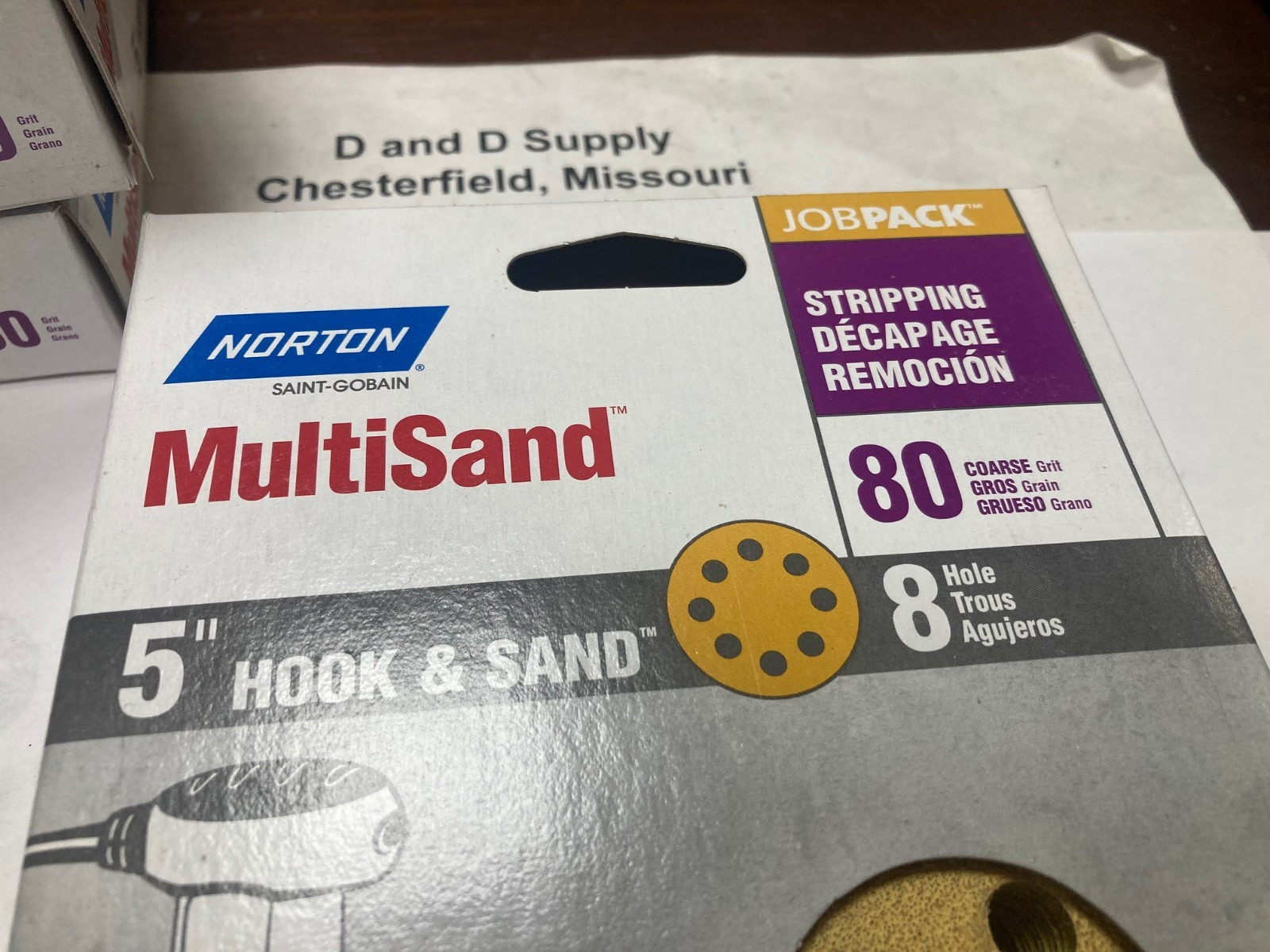 Box of 25, NORTON 49223, MultiSand, 5″ Hook& Sand, 8 Hole, 80 Grit Sanding Discs