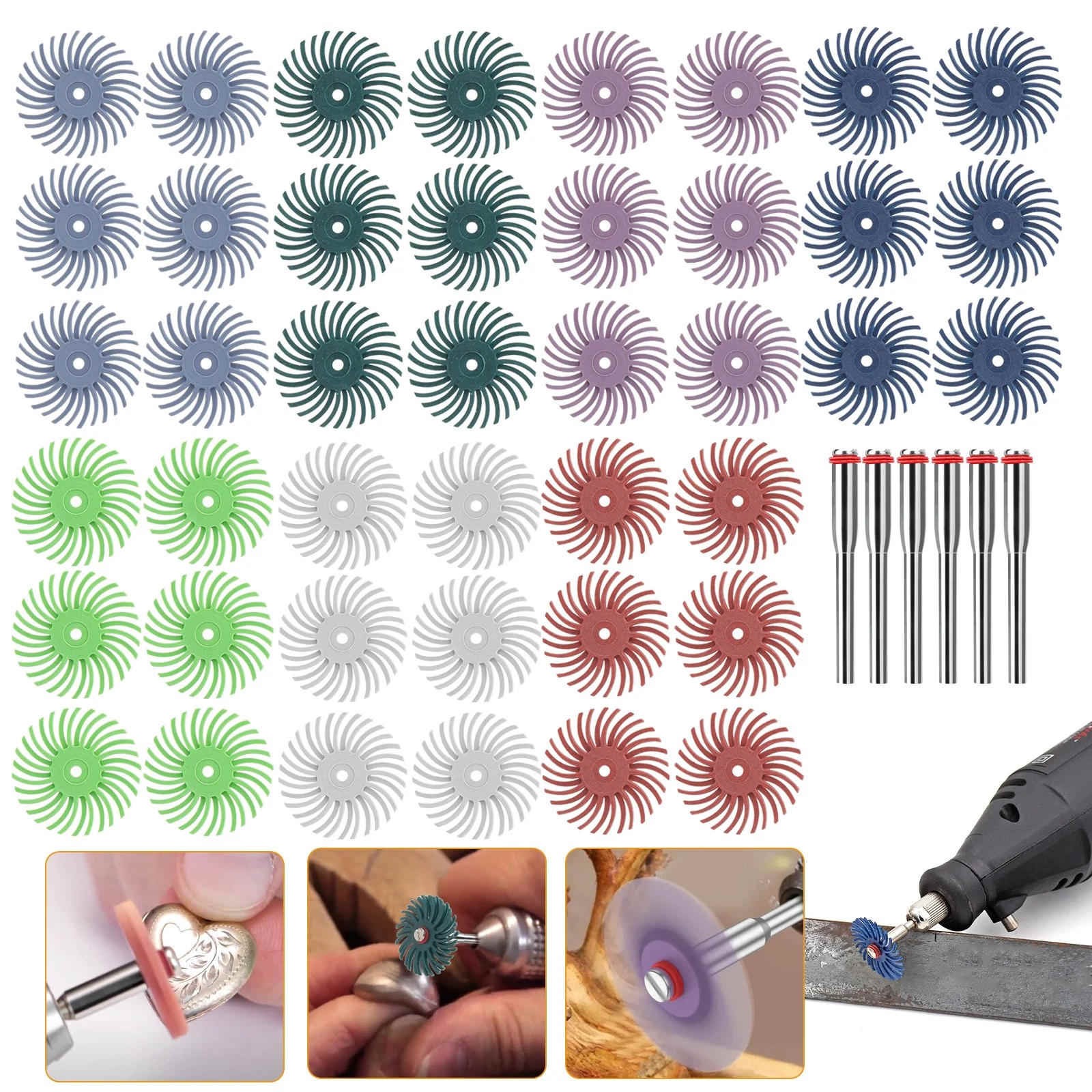 8PCS 80-2500# Diamond Radial Bristle Disc for Brand New Dremel Tool Accessories