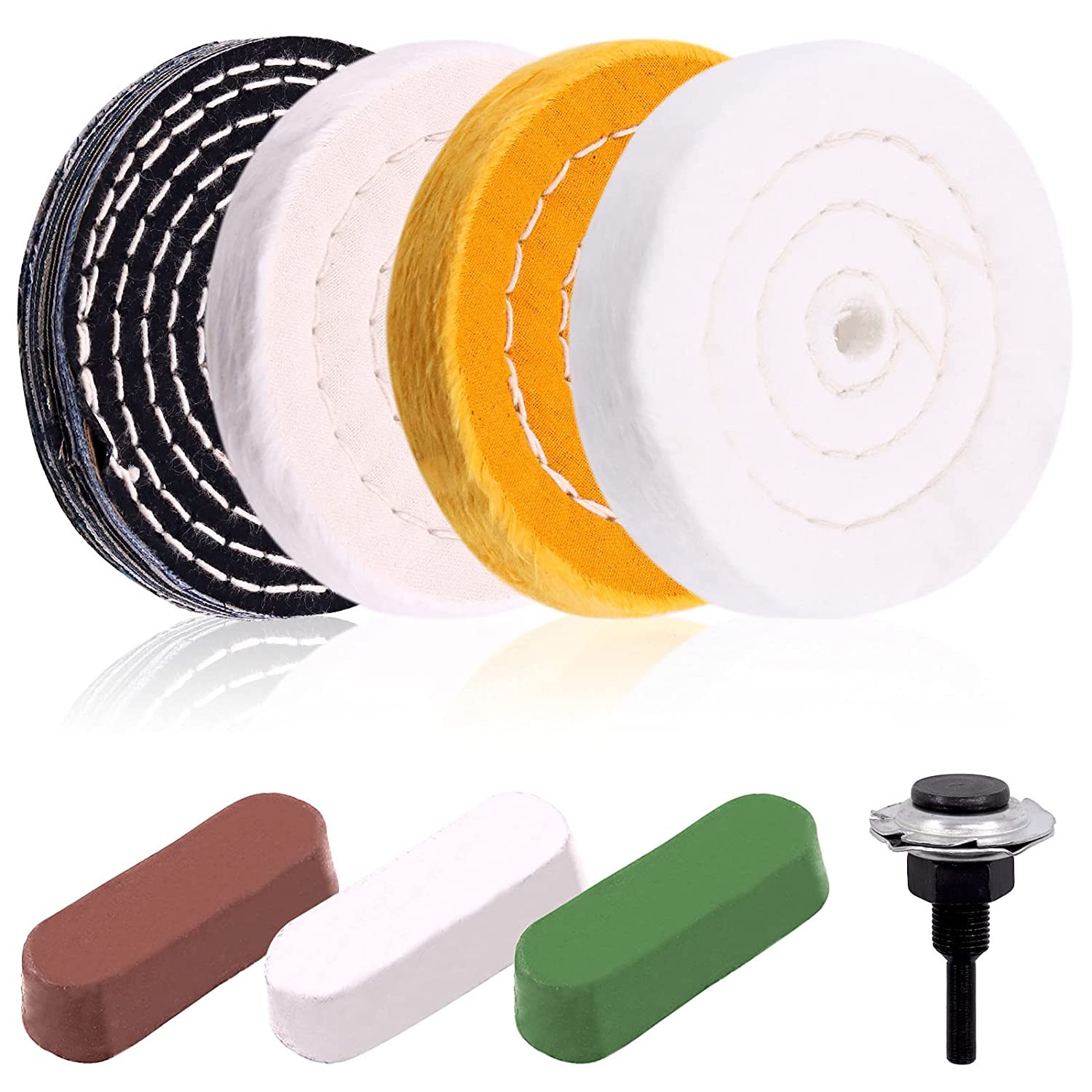 8 Pcs 4 Inch Buffing Polishing Wheel Kit with 1/2″ Arbor Hole