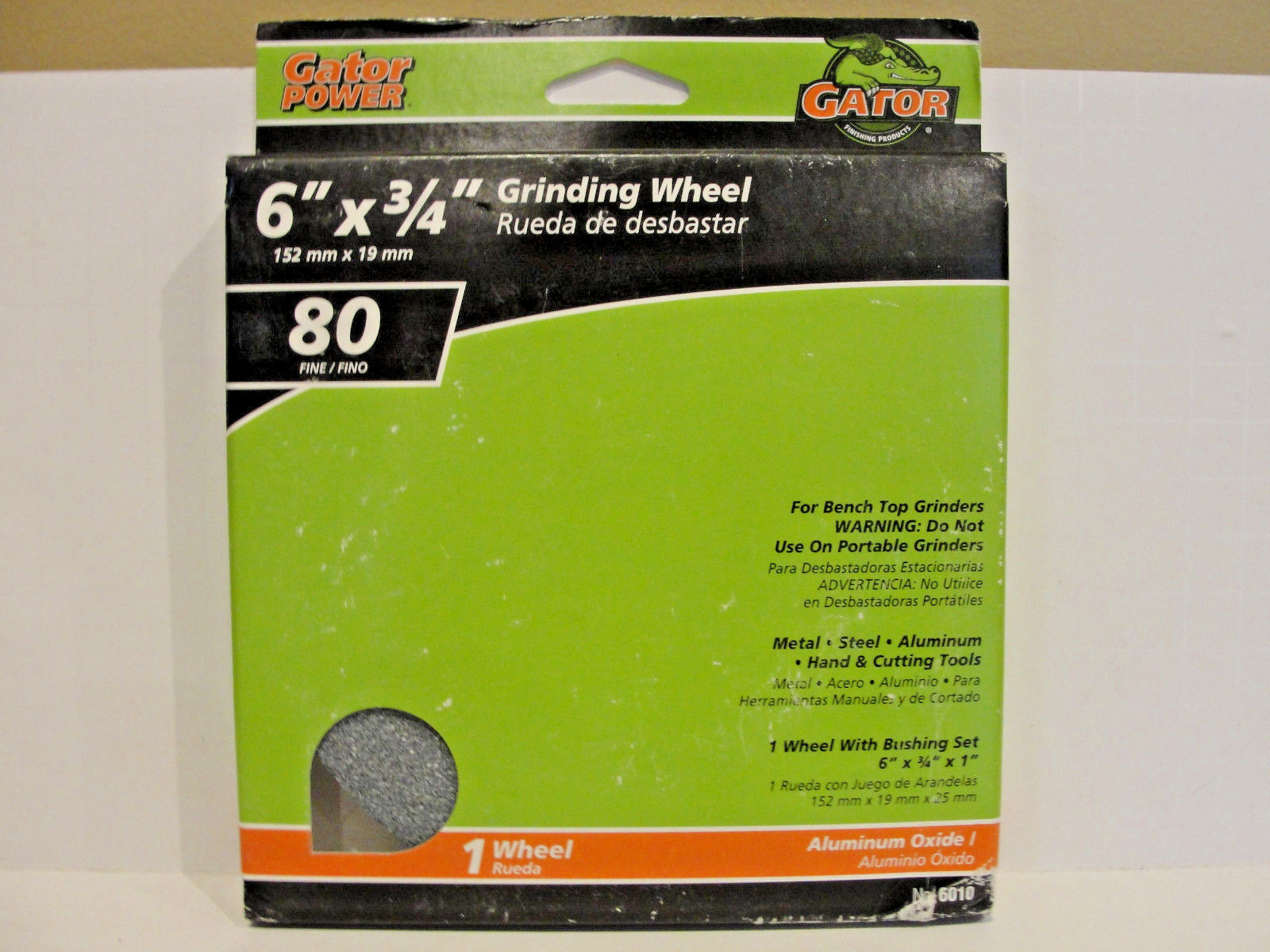 Ali Industries Gator 6″ x 3/4″ Grinding Wheel 80 Fine Aluminum Oxide, No. 6010