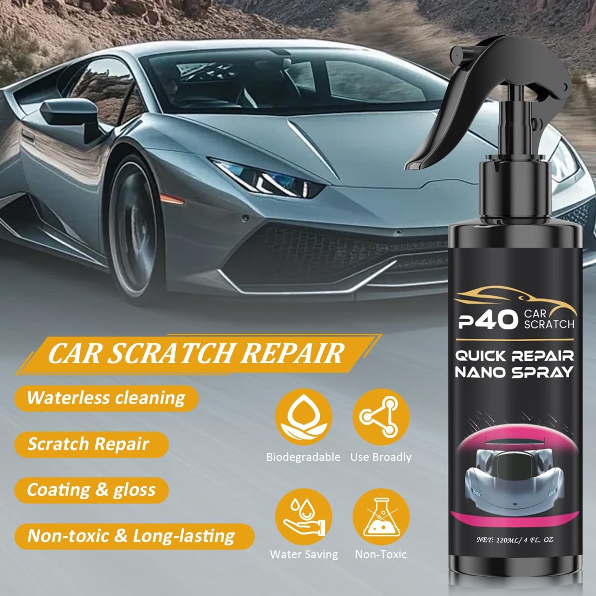 2Pcs P40 Car Scratch Quick Repair Nano Spray,Quick Paint Restoration,Instant …