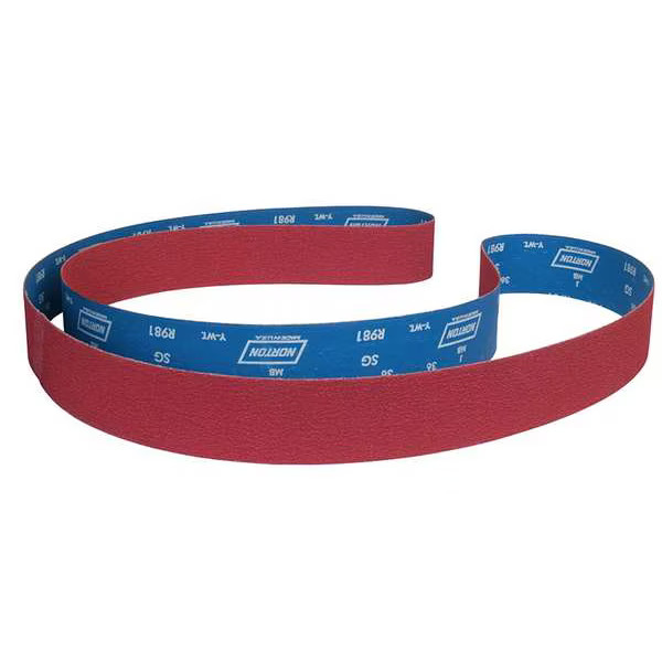 Sanding Belt, 1/2 in W, 12 in L, Coated, Ceramic, 50 Grit, Coarse, R981 SG, Red