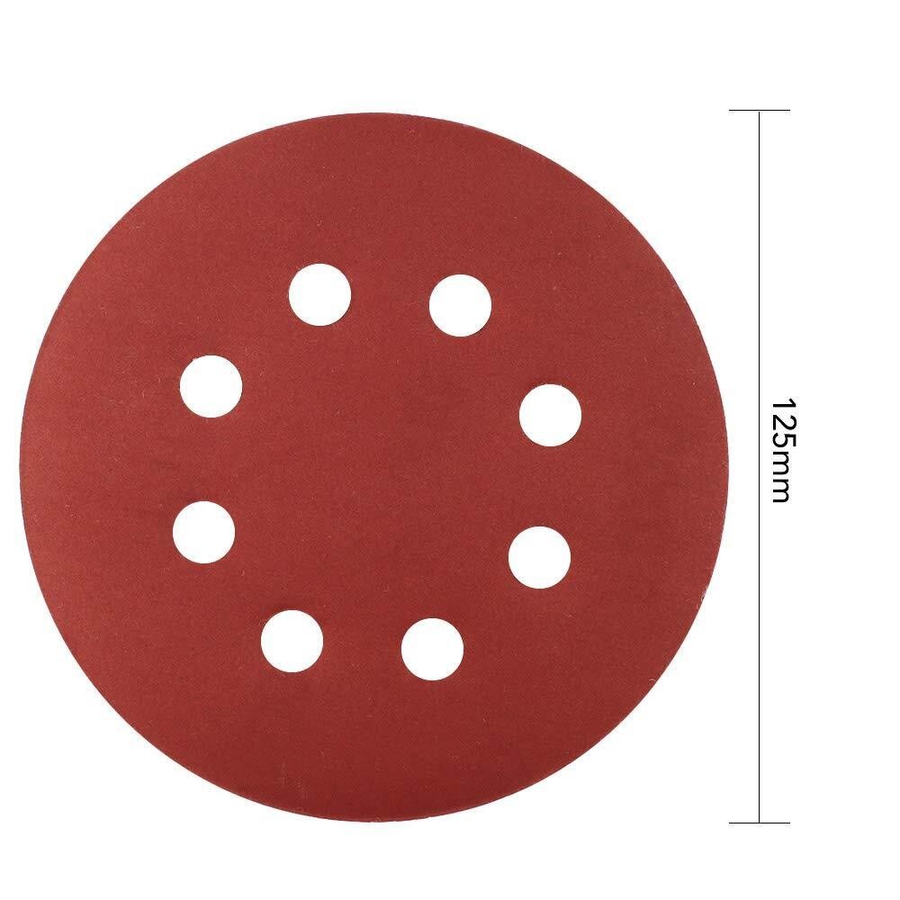 125mm 5 inch 8 Hole Sanding Discs 40 60 80 120 240 320 Grit Orbital Sander Pad