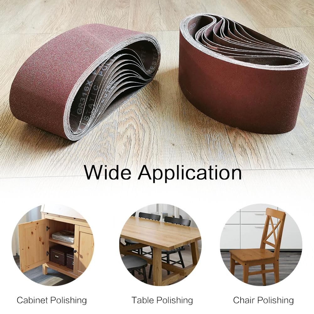 3×21 3 x 21 Inch Sanding Belt Pack 3-Inch x 21-Inch,12 Pcs(4 Each 3x21in, Red
