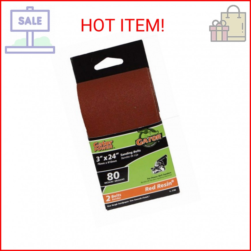 ALI INDUSTRIES 3156 80 Grit Sand Belt, 3-Inch x 24-Inch, 2-Pack