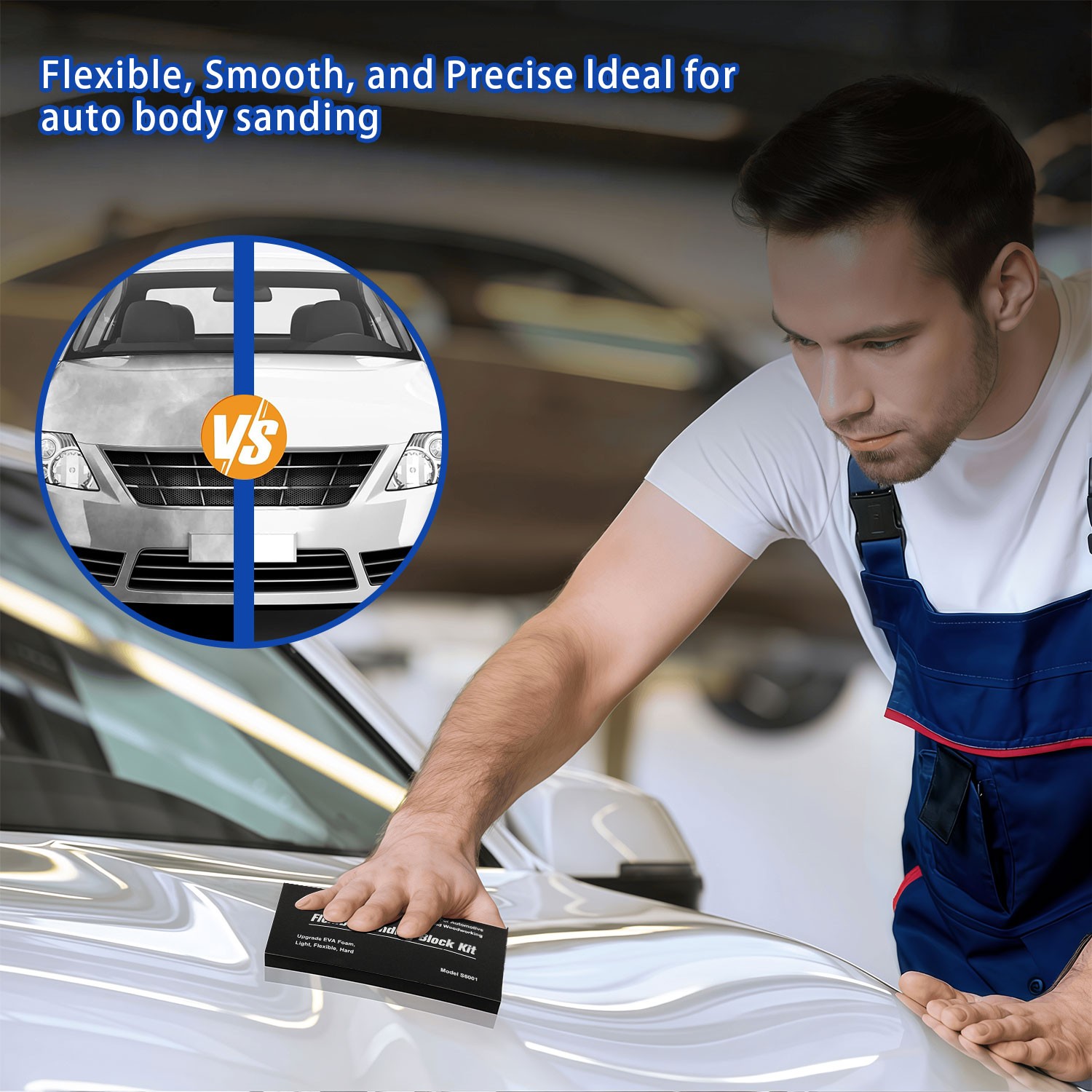 7pc Flexible EVA Foam Sanding Block Kit Wet/Dry for Automotive Car Wood Bodywork