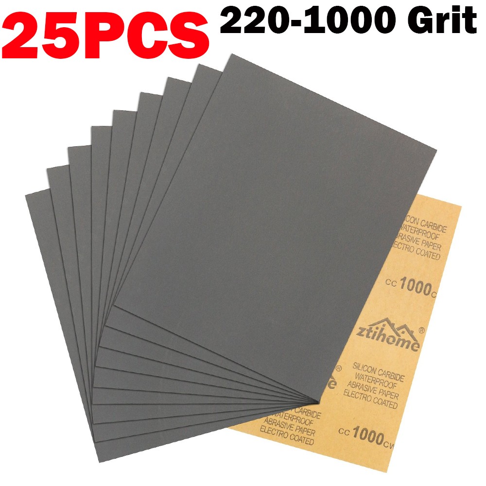 9×11 Wet Dry Sandpaper Sheets Silicon Carbide 80-1000 Grit Waterproof Automotive