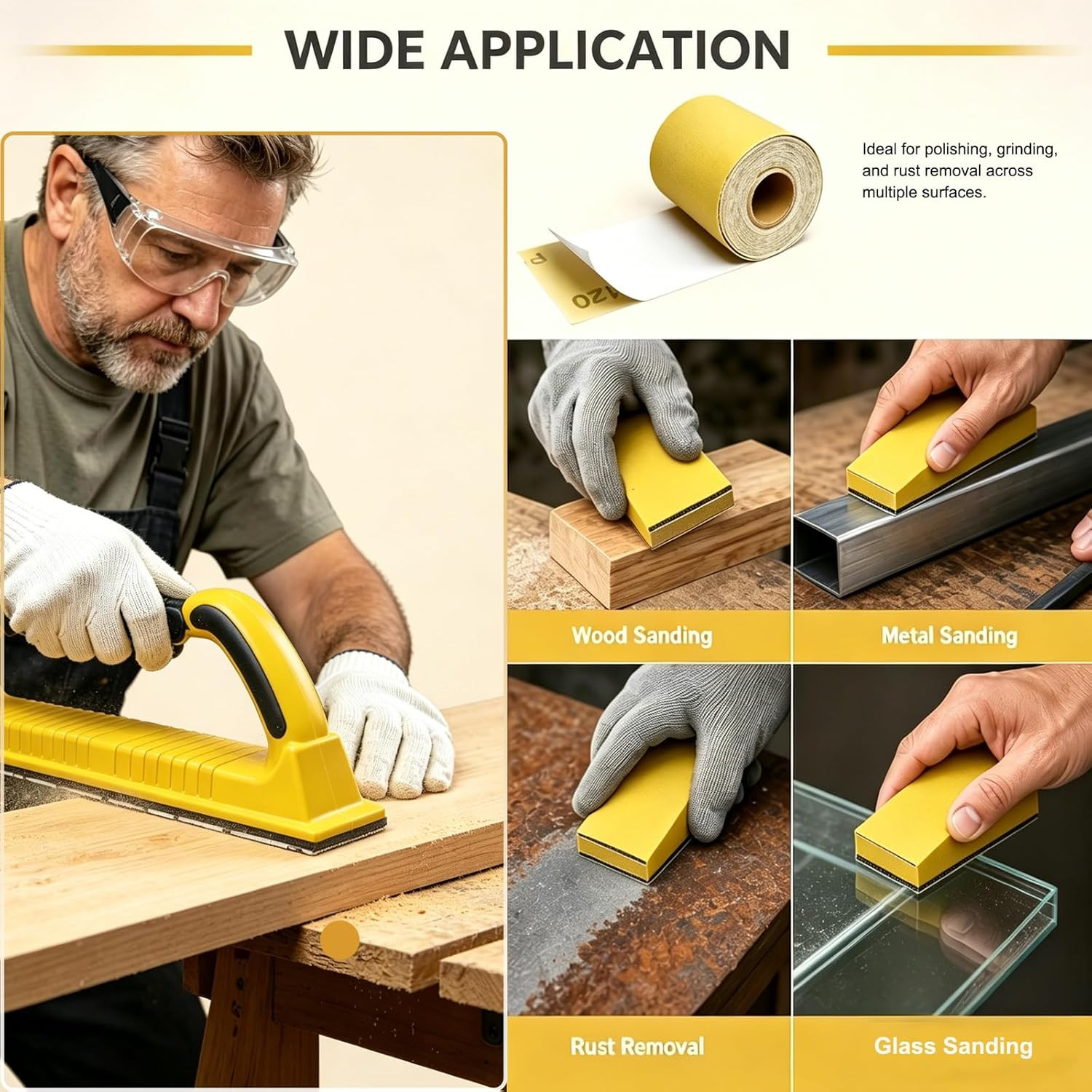Total 20 Yards Long 2-3/4″ Wide Sanding Paper Roll Kit – 80 120 220 320 Grit