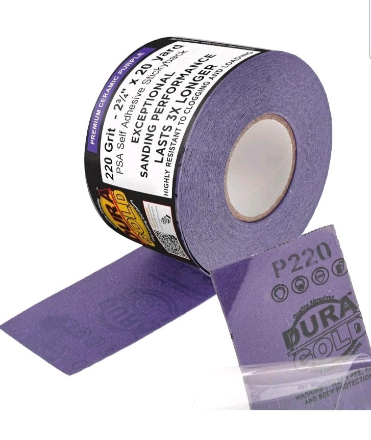 220 Grit Purple Ceramic 2.75″ x 20 Yard Roll Self Adhesive Longboard Sandpaper