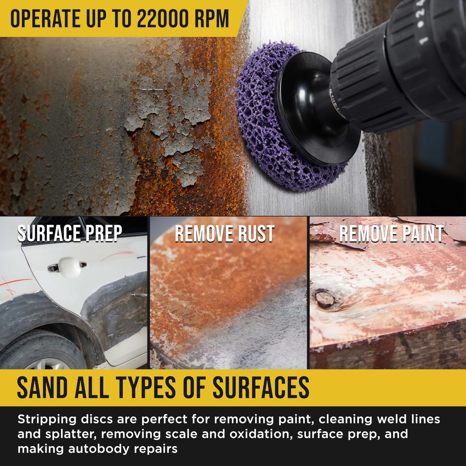 11 Piece 2 Inch Abrasive Stripping Brush Wheel Set Quick Change Discs Pad 1 PCS