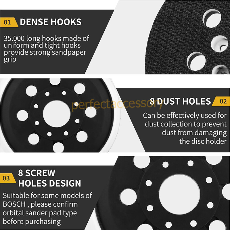 1/2/5Pcs 5″ 8Hole Hook&Loop Sander Pad For Bosch RS035 RS034 ROS10 ROS20 ROS20VS