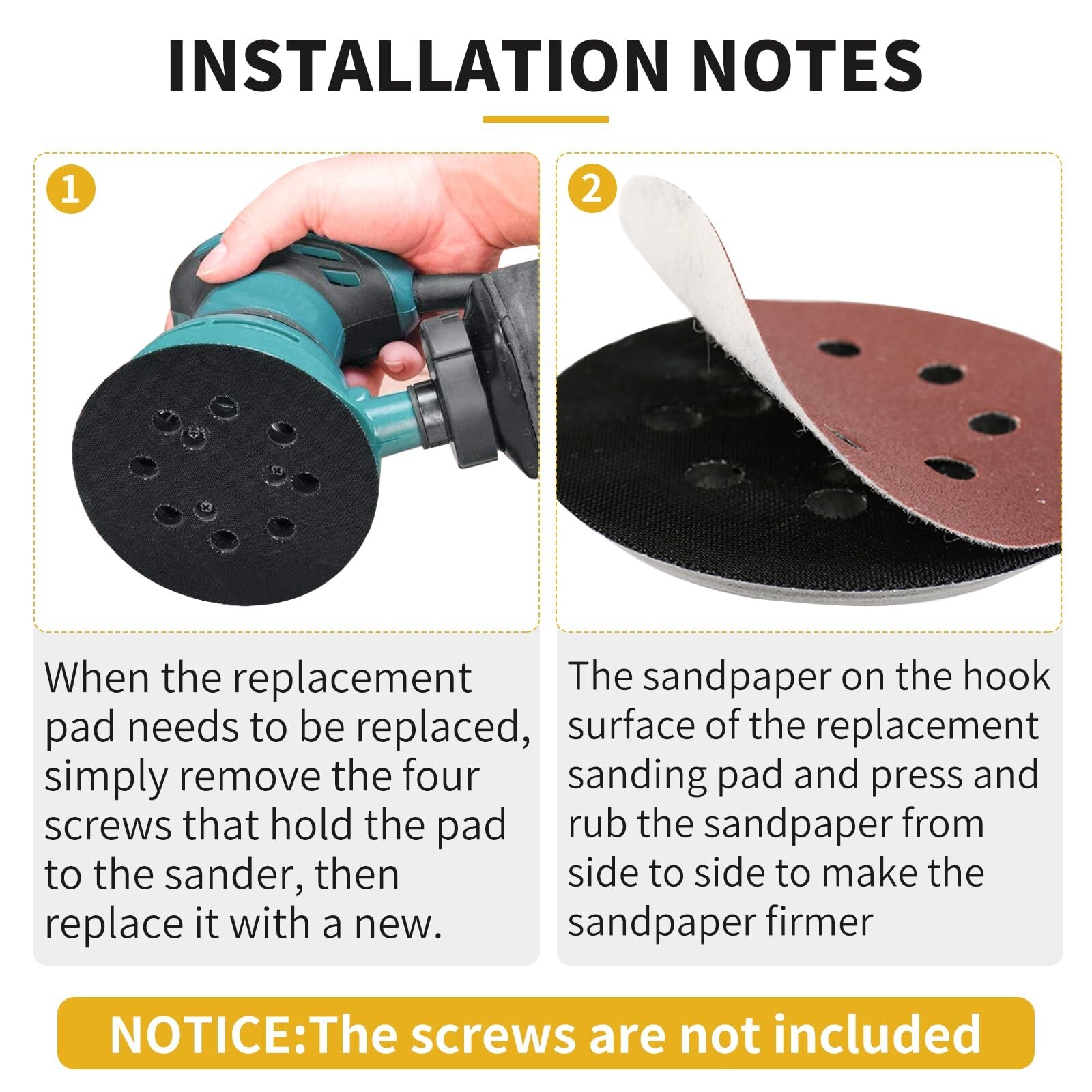 2 Pack 5″ 8 Hole Hook & Loop Replacement Sander Pads Compatible with Makita O…