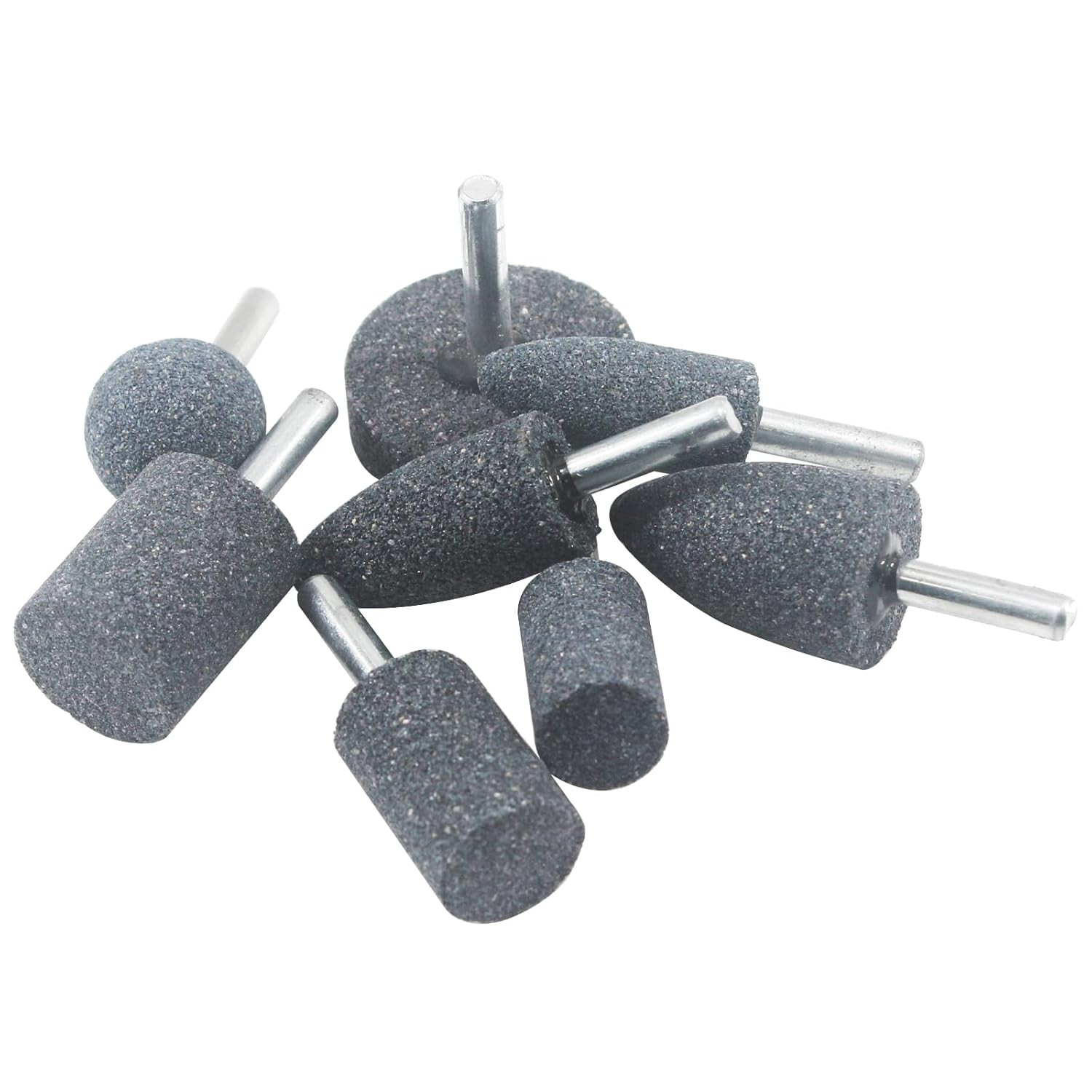 8 Pcs Assorted Drill Grinding Stones 1/4 Inch Shank Various Shape Aluminum Oxide