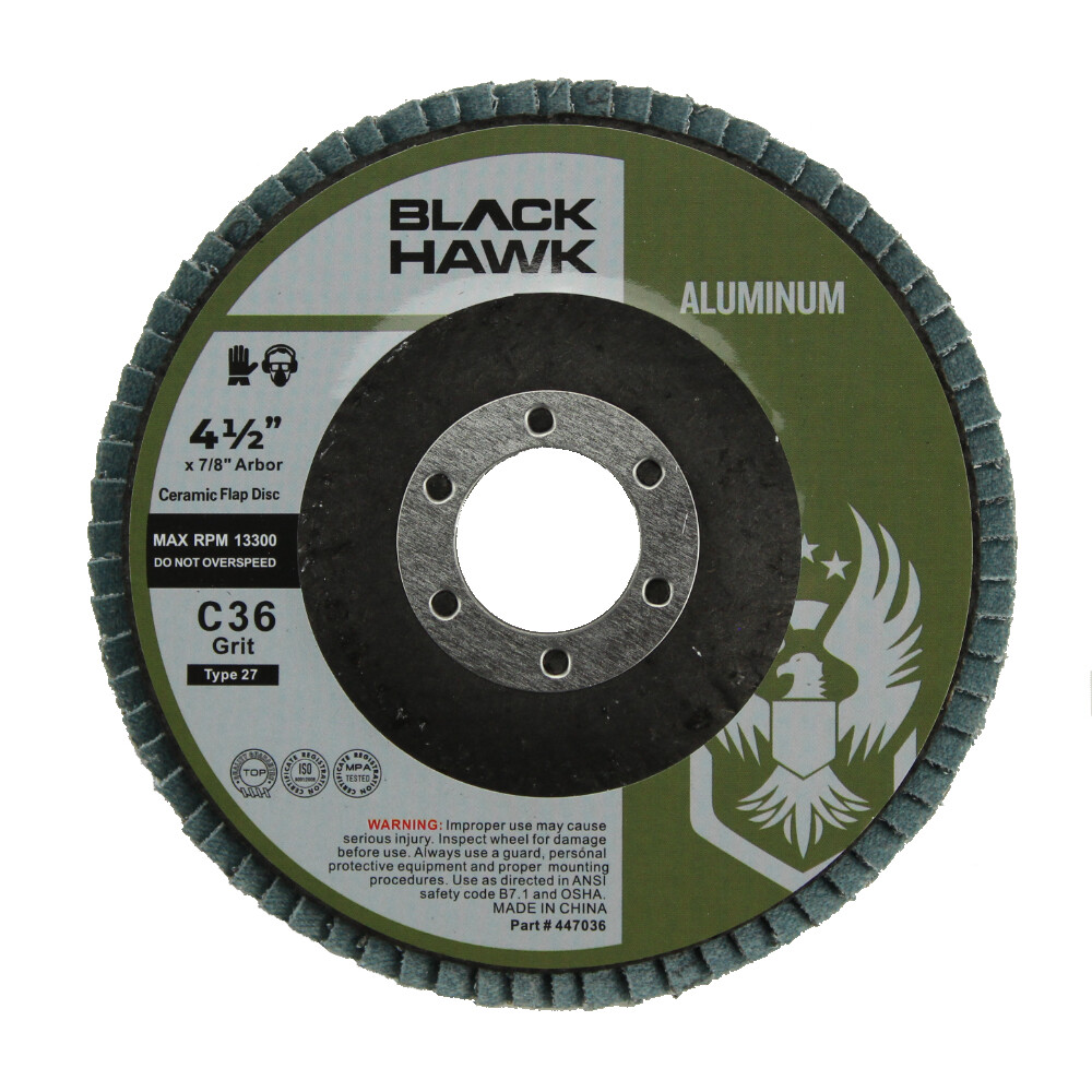 5 Pack – 4.5″ x 7/8″ BHA 60 Grit Stearate Coated Flap Discs for Aluminum T29