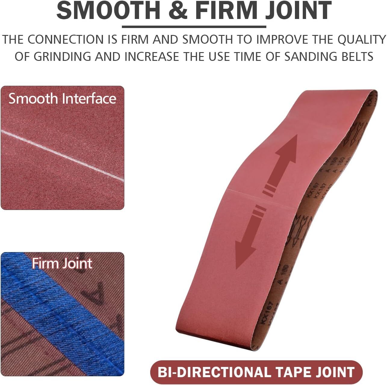 3PACK 6x48inch 150 Grit Aluminum Oxide Sanding Belts 150x1219mm for Metal & Wood