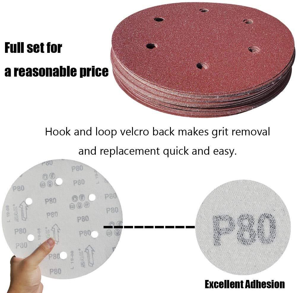 50 PCS 9 Inch 6 Hole Drywall Sanding Discs Set -10 Each of 60 80 120 150 240 …