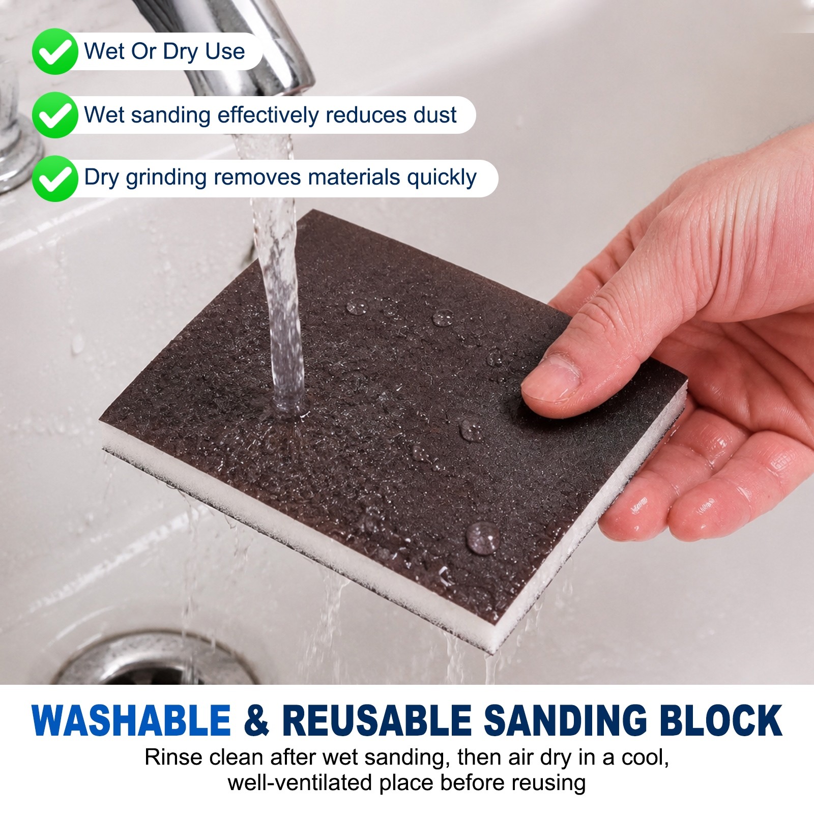 10Pcs 240 Grit Double-Sided Sanding Sponges for Woodworking, White
