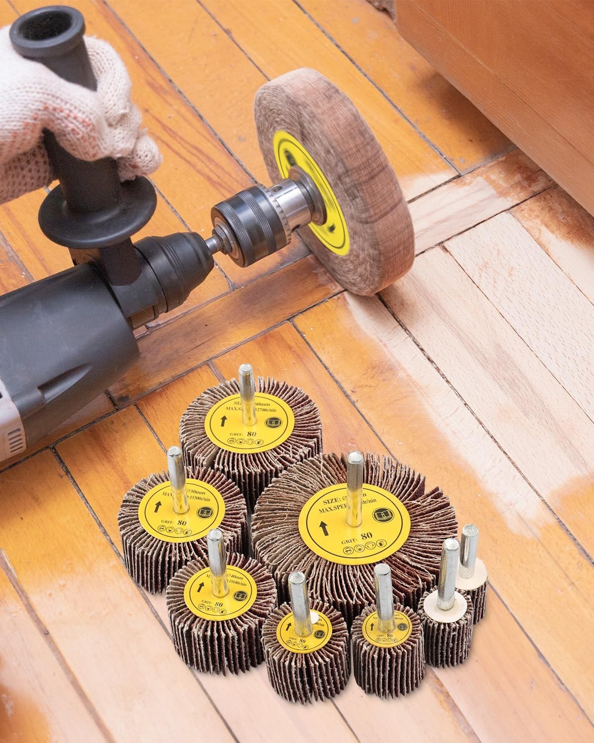 1/4″ 80 Grit Abrasive Flap Wheel Sander – 96 Set