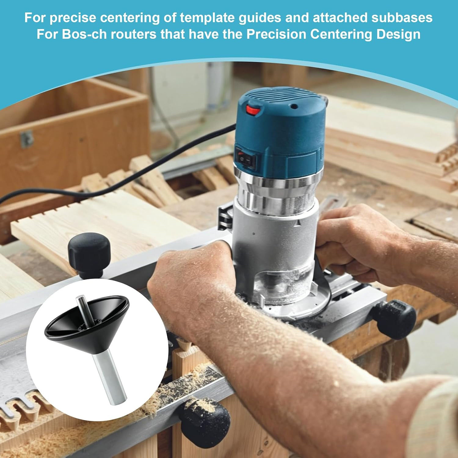 RA1151 Router Subbase Centering Pin and Cone Works with 1/4 In.Or 1/2 In.Collet