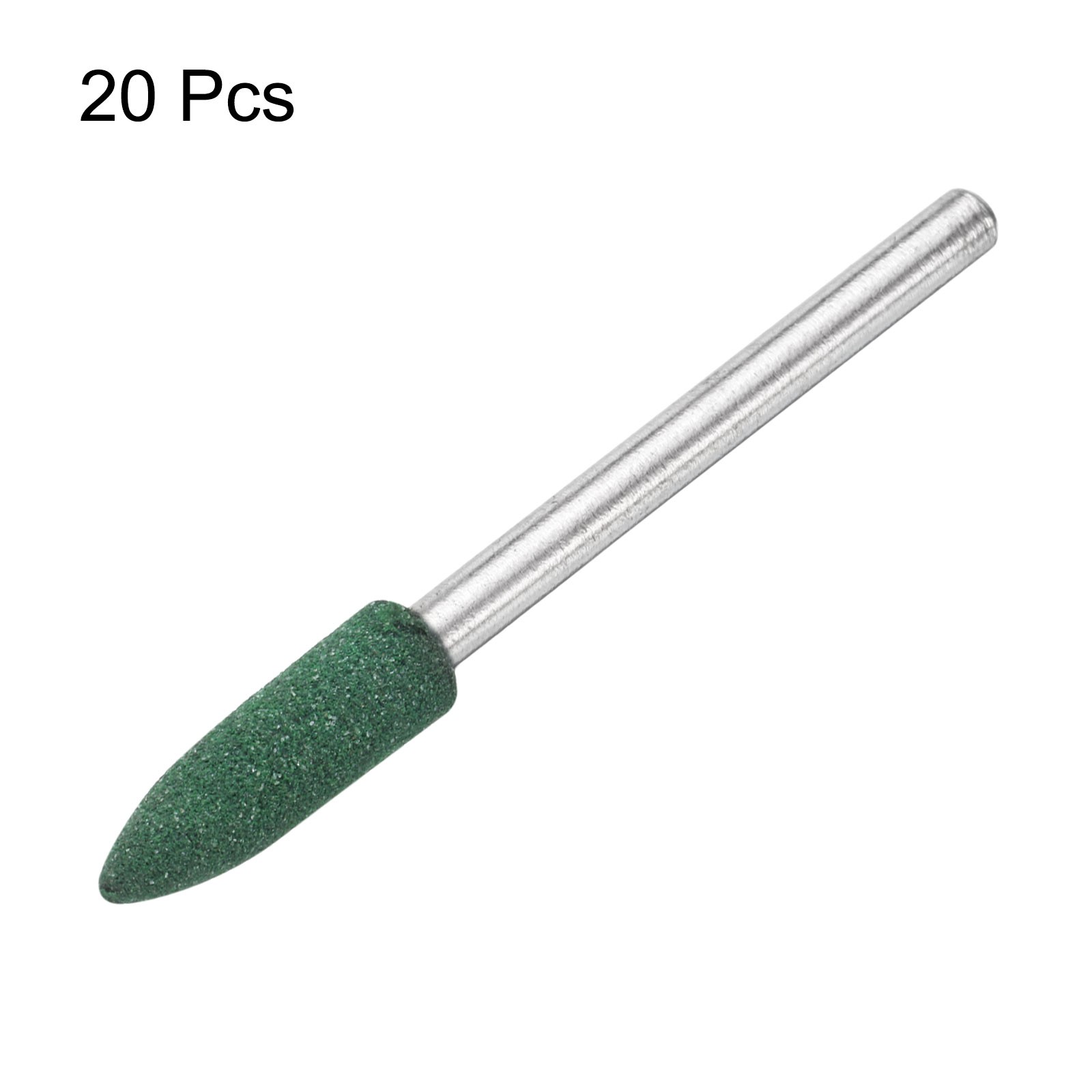 20pcs Rubber Tapered Polishing Head, 5mm (3/16″), 3mm (1/8″) Rod, Green