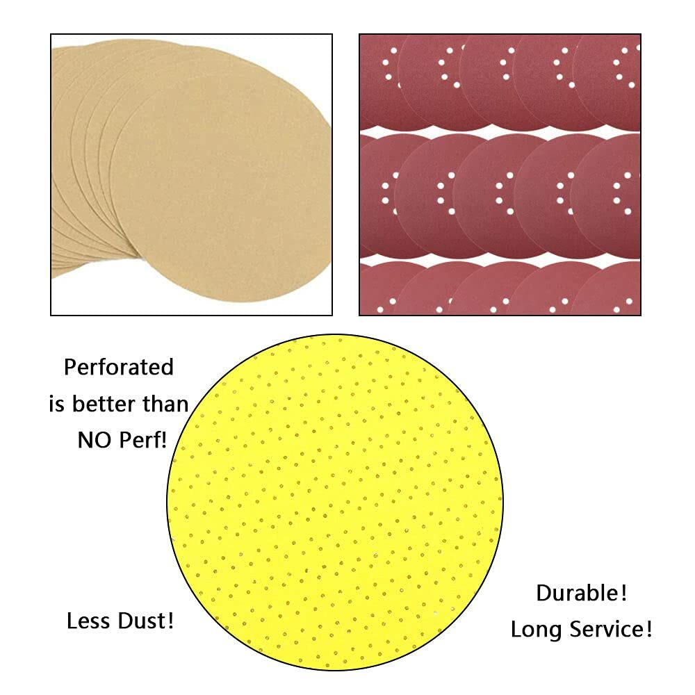 5PCS 9-in/225mm Multi-Hole Drywall Sander Paper Hook&Loop Sanding Pads 150 Grit