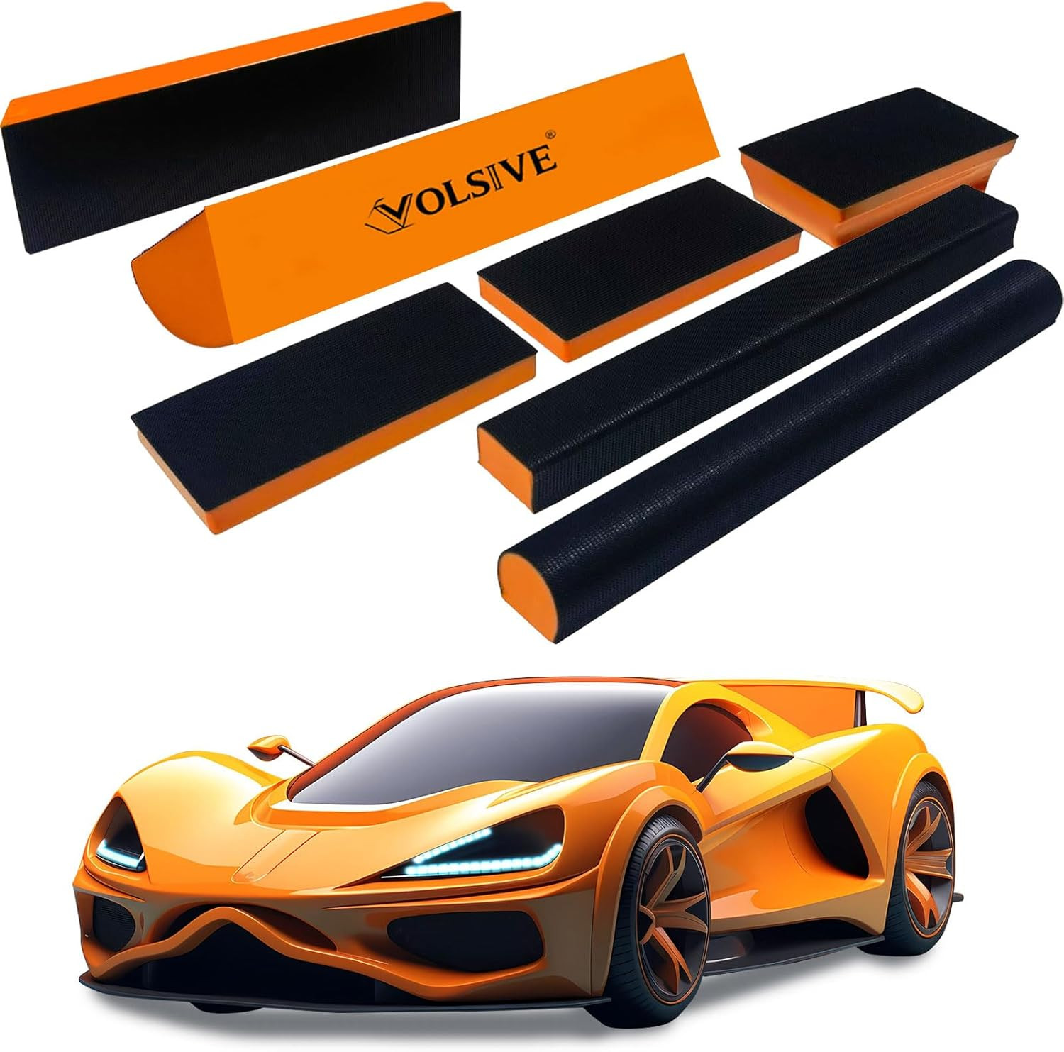 Hand Sanding Block Set of 7,PSA Base Auto Body Sanding Block Kit with Long Panel