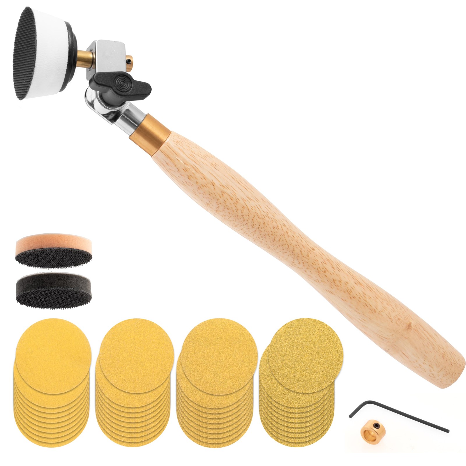 2 Inch Diameter Bowl Sander With Dual Bearing Head And 2 Inch Foam Hook And Loop