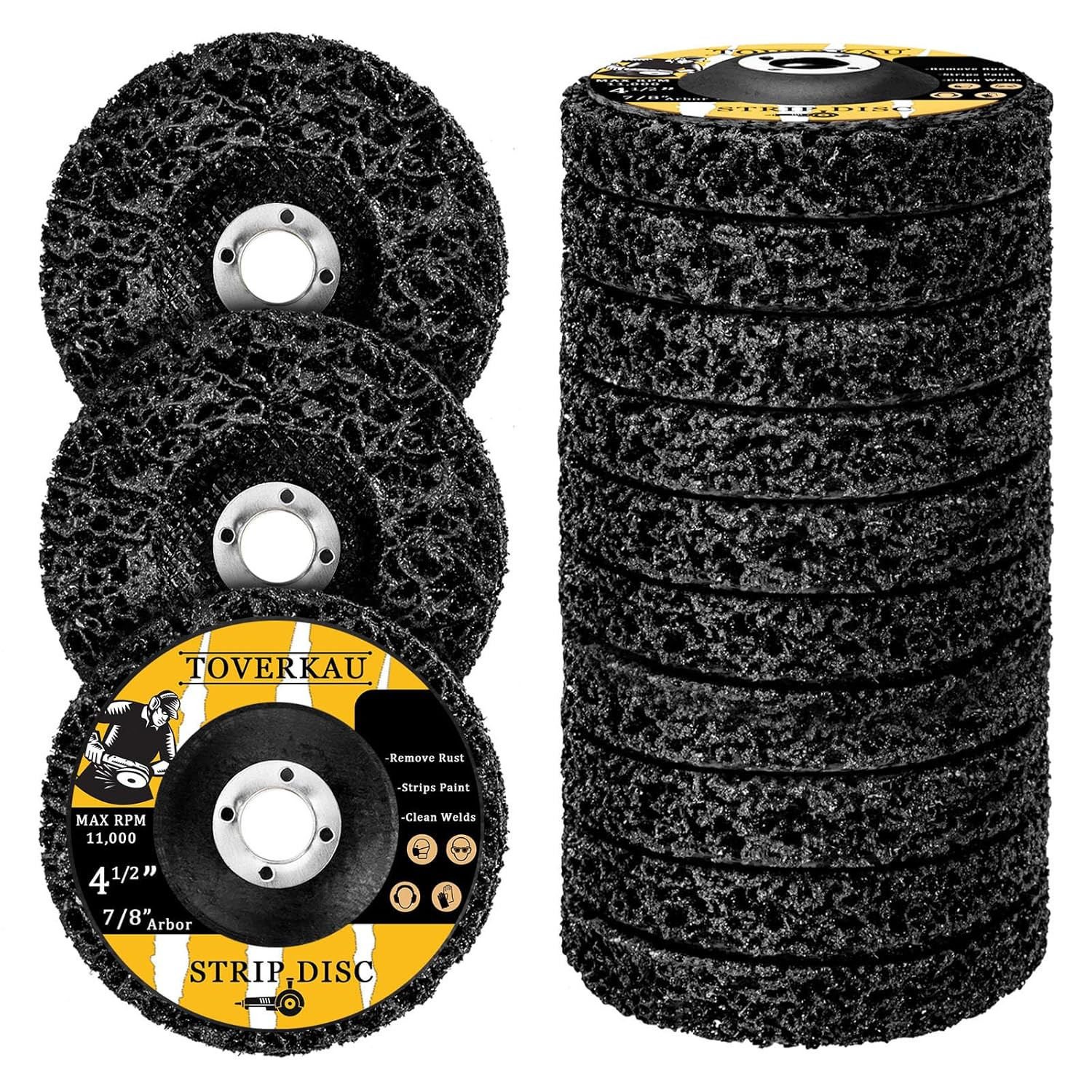 10 Pack 4.5″ Strip Discs for Angle Grinder – Rust & Paint Remover Wheels