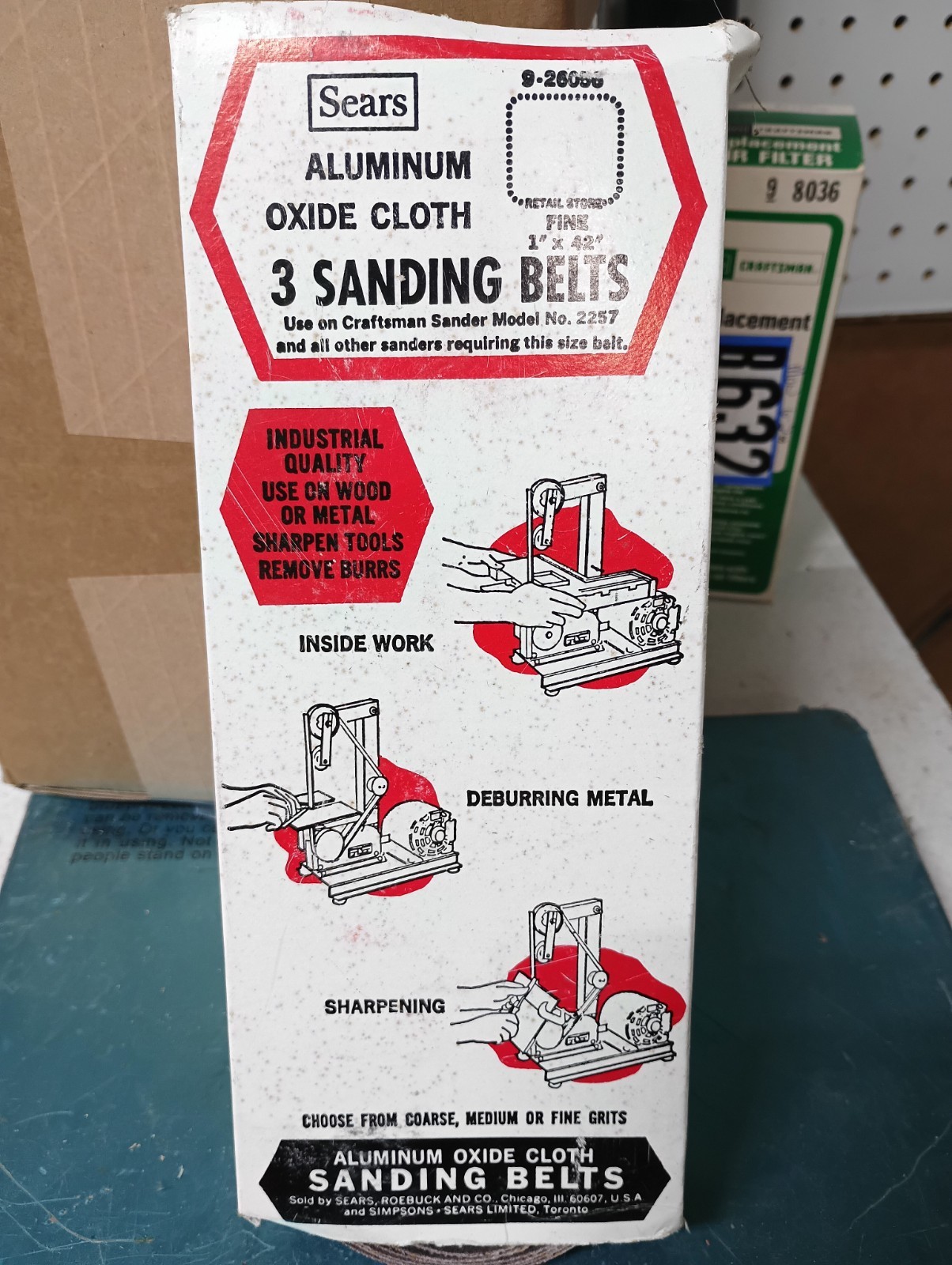 Sears 3pk Aluminum Oxide Sanding Belts (Fine)