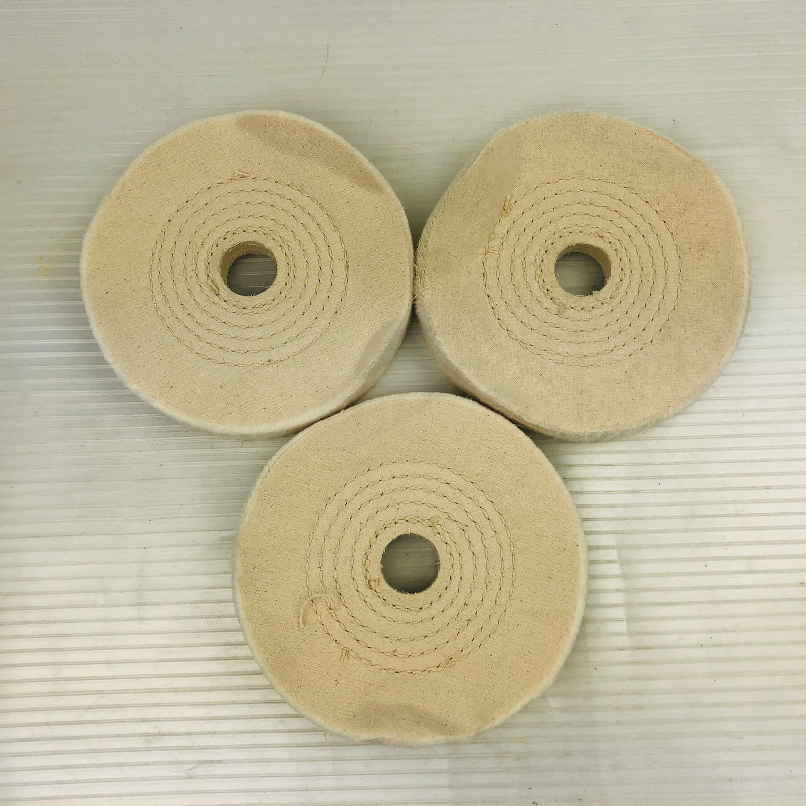 6 in Buffing Polishing Wheel Buffer Pad 3pk 1″ Arbor Cotton 50 Ply Spiral Sewn