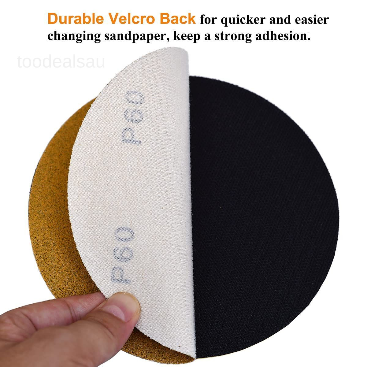 6-Inch No-Hole Hook and Loop Sanding Discs 60-Grit, 60 Grit, Gold