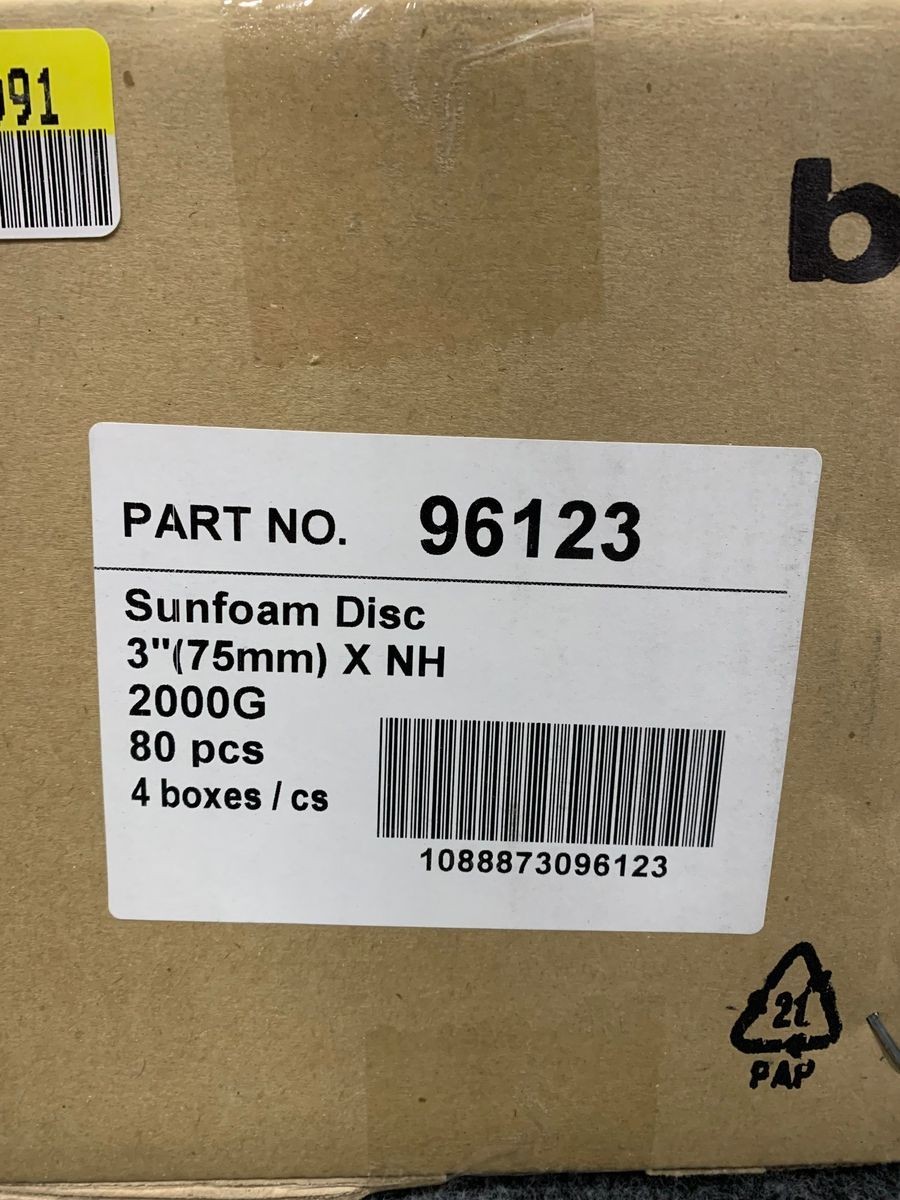 SUNMIGHT 96123 Sunfoam 3″ 2000G Grip No Hole Disc, Pack of 80