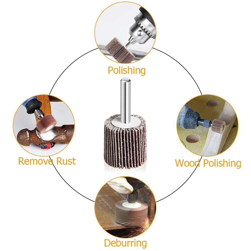 5PCS Drill Flap Wheel Sander 1x1x1/4″ Flapper Sanding Grinding 40 60 80 120 Grit