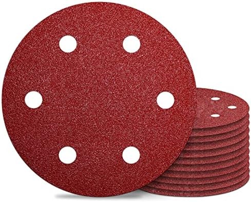 9 Inch 6 Hole Sanding Discs 40 Grit Hook and Loop for Drywall Sander 12PCS