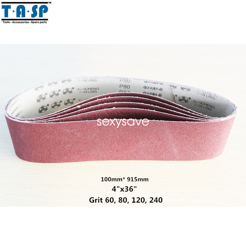 5PC 4″ x 36″ Sanding Belt Grit 60 80 120 240 Tool 100 x 915 mm