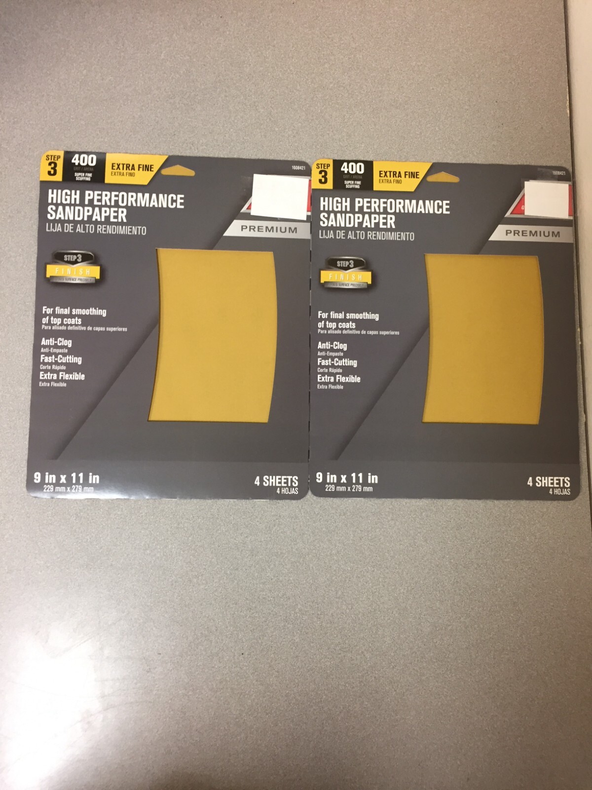 4399-002 11 in. L X 9 in. W 400 Grit Aluminum Oxide Sandpaper 2pack of 4 pk